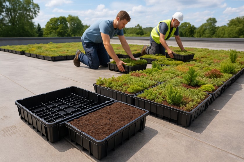 Close-up of HT-5020 module seams showing precise transitions between planting zones